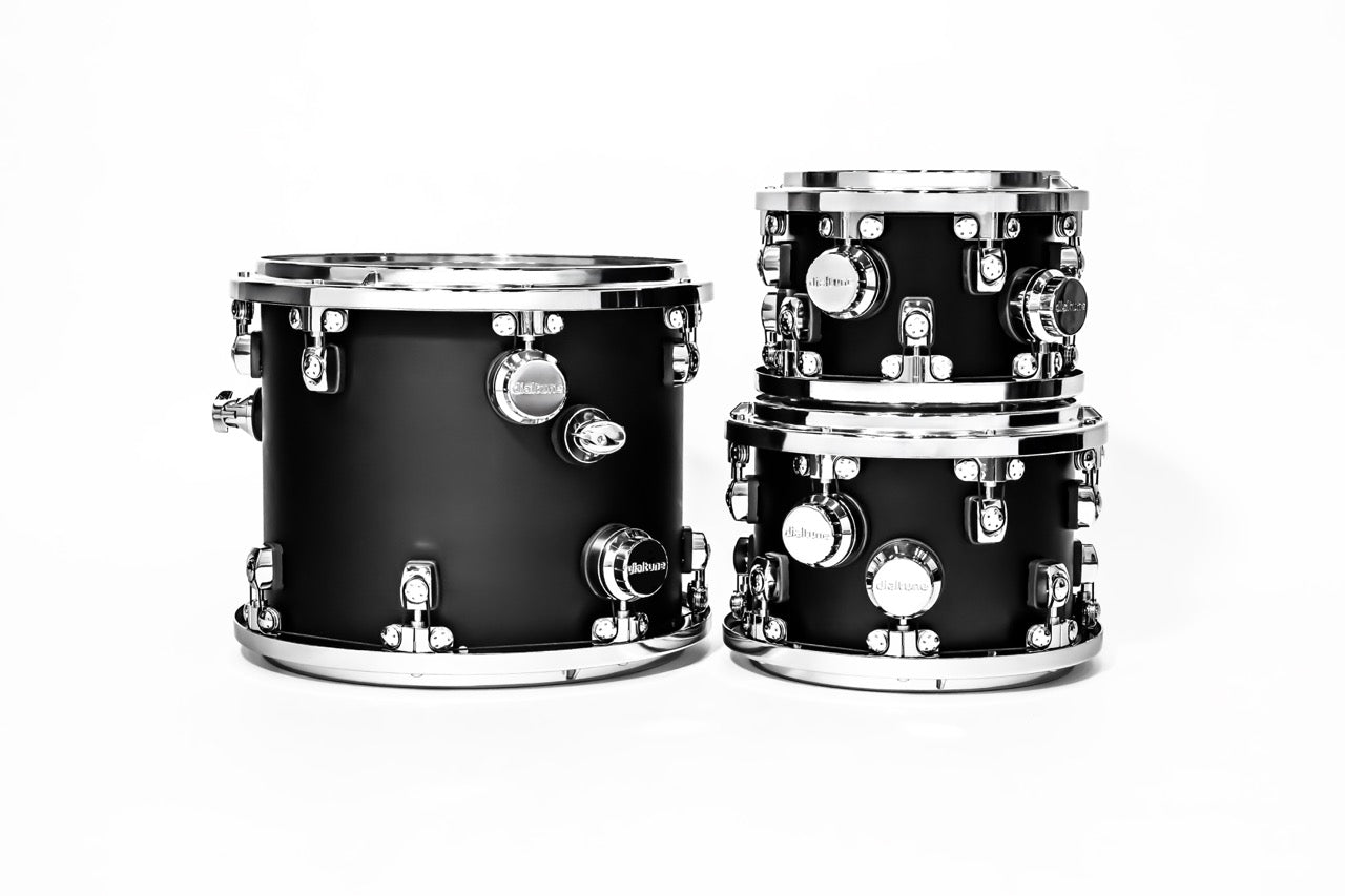 Dialtune 10 12 and 16 inch toms side on photo