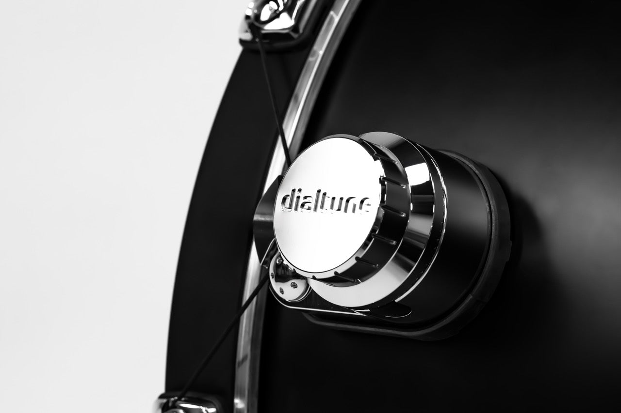 Close-up of a Dialtune dial on the bass drum