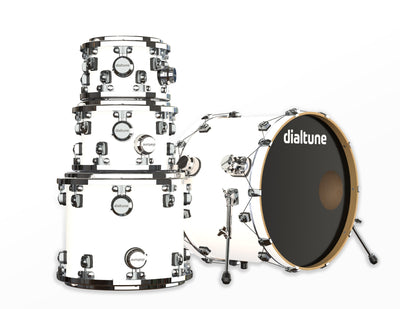 A computer render of Dialtune's 4-piece drum kit in Matte White
